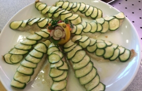 Filetto di scorfano in crosta di zucchine