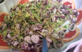 Insalata con piovra, calamari e radicchio di Castelfranco